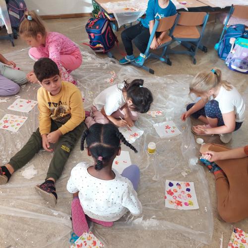 Serviettentechnik und Stempeldruck – 1c Klasse: